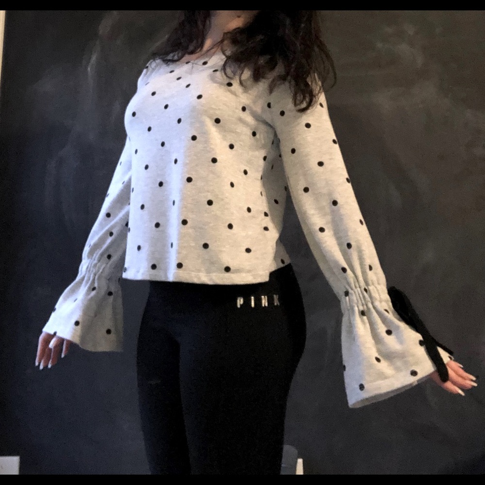 Bell Sleeved Polka Dotted Top